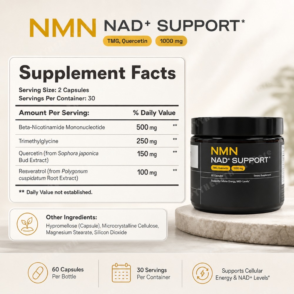 Капсулы NMN NAD+ 1000 мг с TMG – обзор и цена Wellness Quercetin